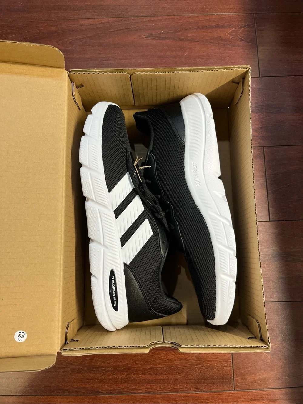 Mens 13 Adidas Cloudfoam Flex - Laces Black Shoe Sneaker Walking Running New Box